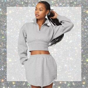 ALO Yoga Vixen Fleece Quarter-Zip Sweatshirt in Heather Grey size S NWT!